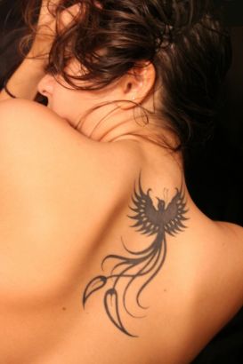 Tribal Phoenix Image Tattoo On Back